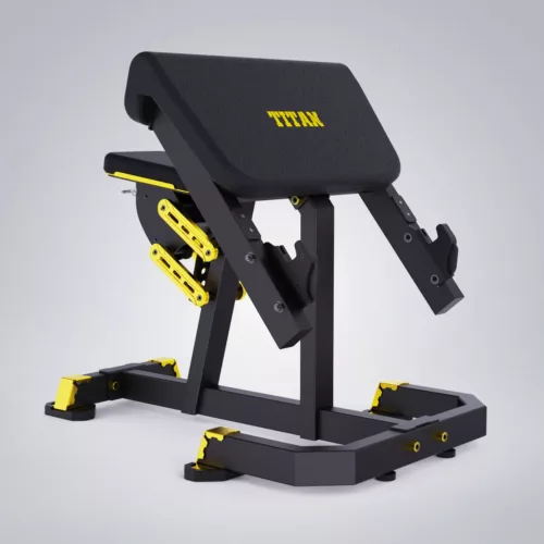 DHZ Fitness | Plate Loaded, TITAN MECHANIX , Y976ZAG, SEATED PREACHER CURL